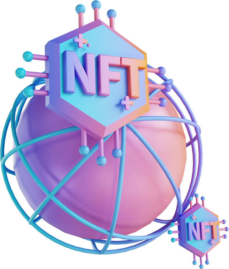 3D illustration global NFT